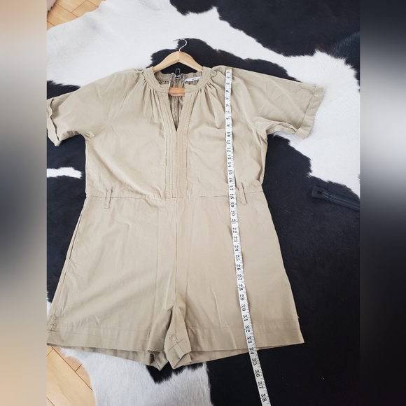 MNG mango khaki safari romper jumpsuit sz  L - Picture 11 of 12